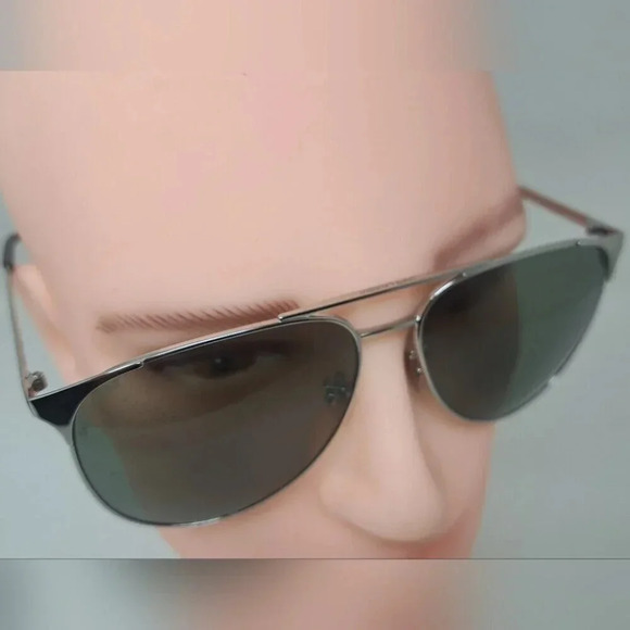 Saint Laurent Men's Aviator Sunglasses Metal Silver Green SL 279 004 61-14-145 - Picture 14 of 16